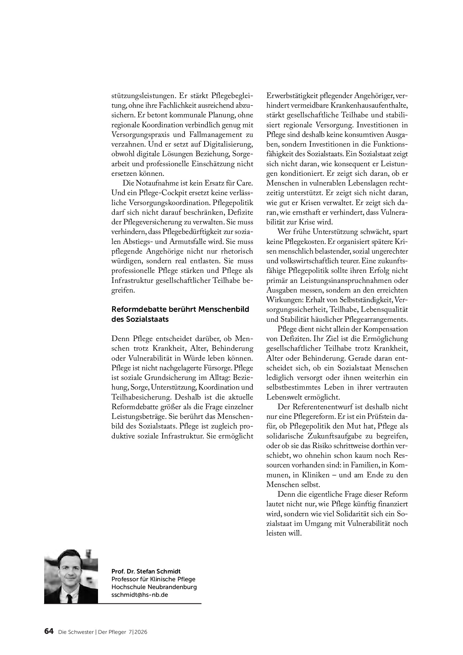 Vorschauseite 5: Pflegereform mit Widerspruch