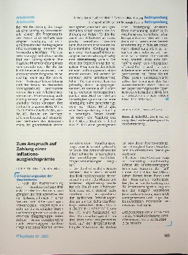 Vorschauseite 1: Zum Anspruch auf Zahlung einer Inflationsausgleichsprämie