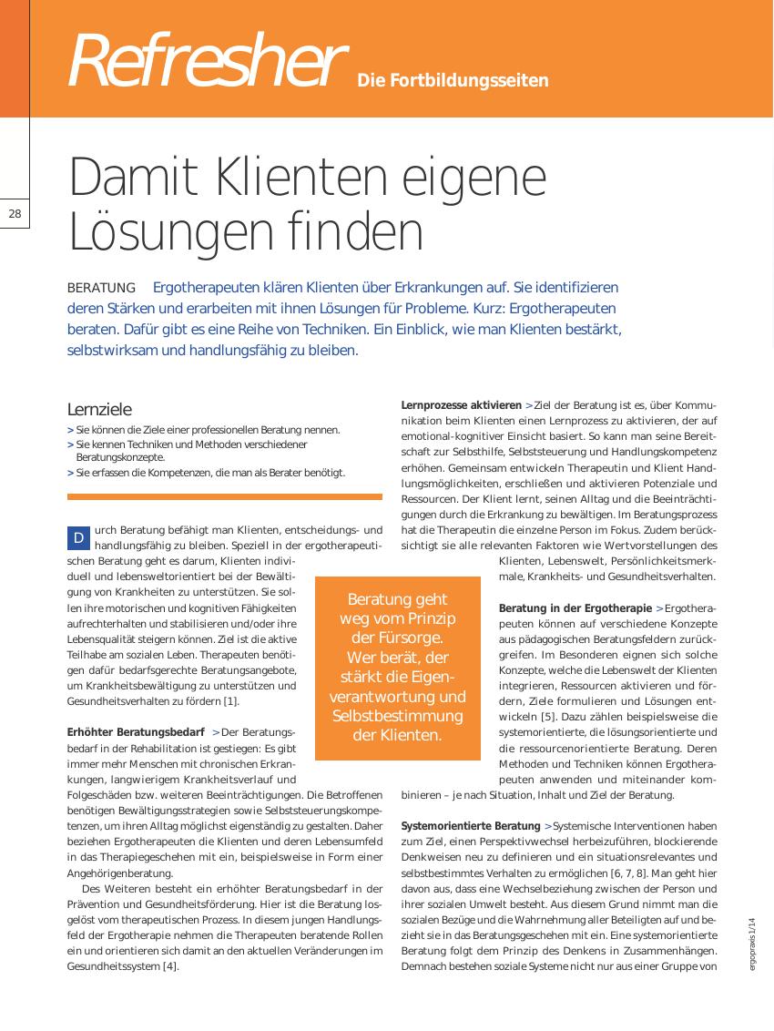 Vorschauseite 1: Beratung ? Damit Klienten eigene Lösungen finden