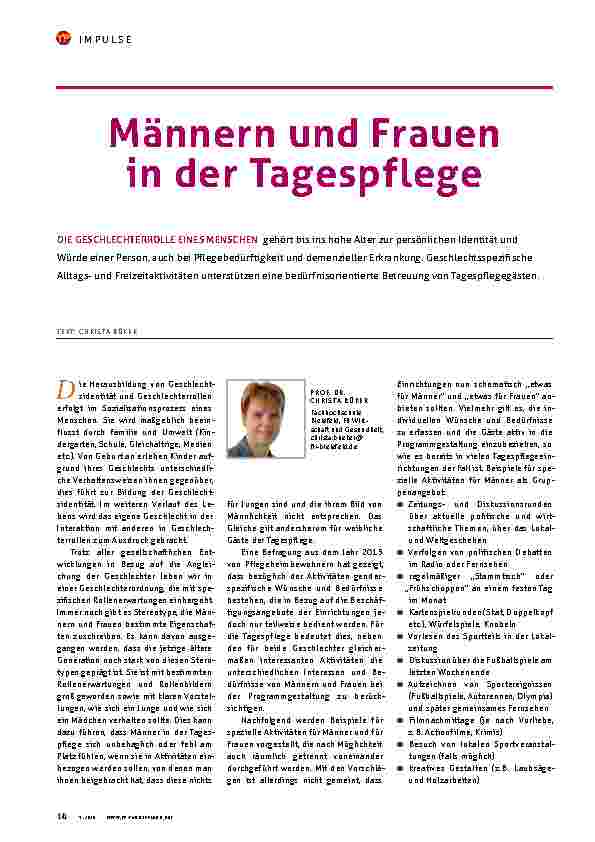 Vorschauseite 1: Männern und Frauen in der Tagespflege