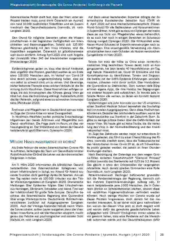 Vorschauseite 2: Die Covid-19-Strategie – gesundheitliche und soziale Auswirkungen