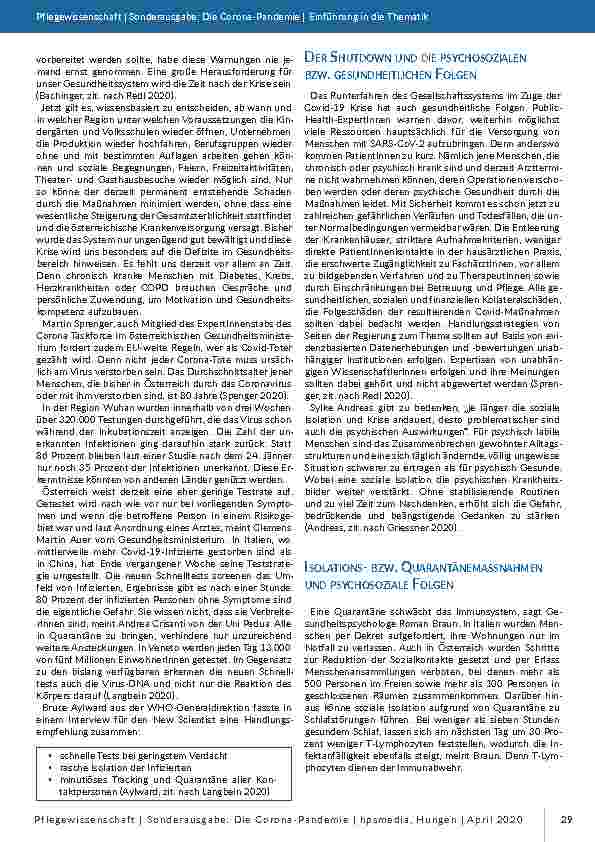 Vorschauseite 3: Die Covid-19-Strategie – gesundheitliche und soziale Auswirkungen