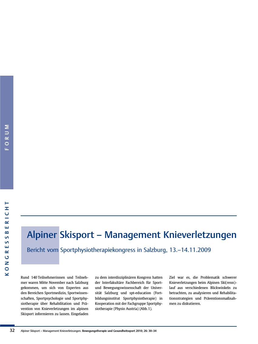 Vorschauseite 1: Alpiner Skisport – Management Knieverletzungen
