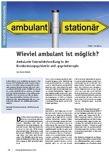 Vorschauseite 1: Wieviel ambulant ist möglich? Ambulante Intensivbehandlung in der Krankenhauspsychiatrie und -psychotherapie