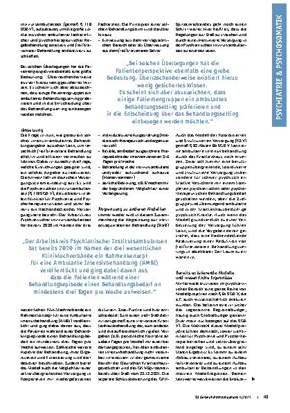 Vorschauseite 2: Wieviel ambulant ist möglich? Ambulante Intensivbehandlung in der Krankenhauspsychiatrie und -psychotherapie