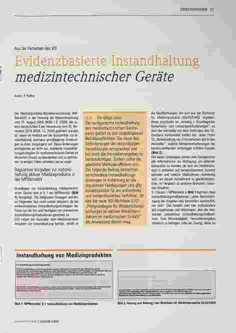Vorschauseite 1: Evidenzbasierte Instandhaltung medizintechnischer Geräte