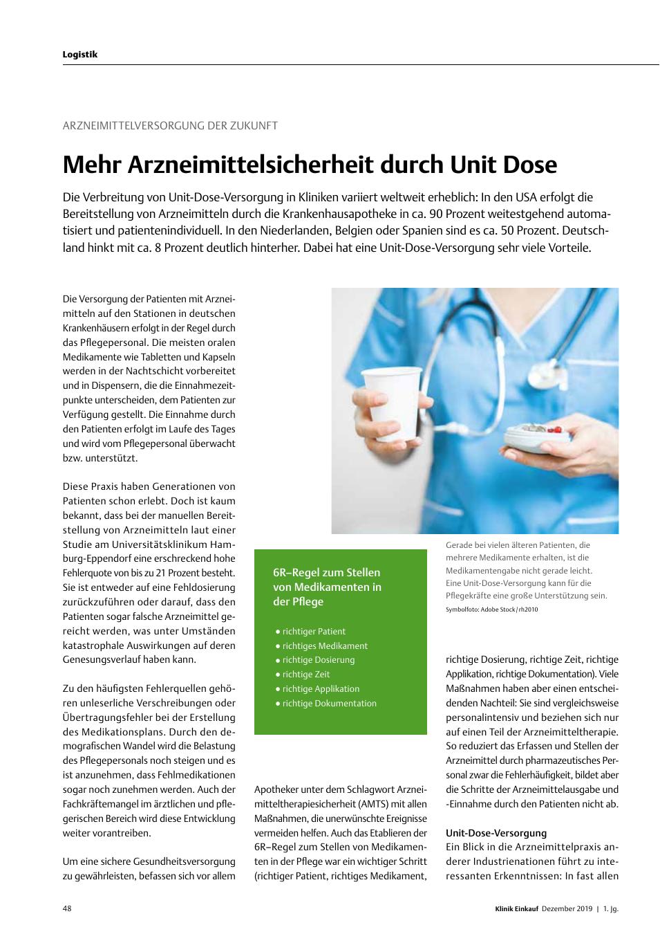 Vorschauseite 1: Arzneimittelversorgung der Zukunft: Mehr Arzneimittelsicherheit durch Unit Dose