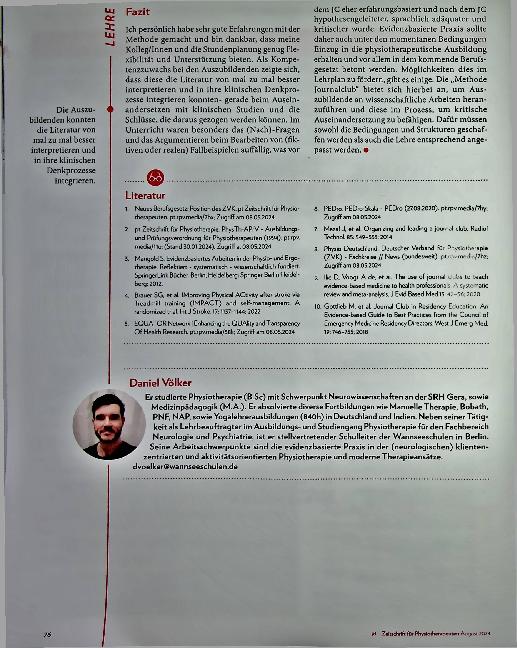 Vorschauseite 5: Reform erwünscht: Evidenzbasierte Praxis in der Physiotherapieausbildung am Beispiel des Journalclubs