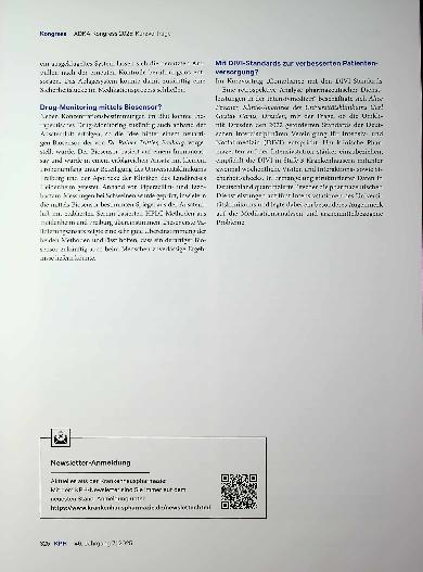 Vorschauseite 2: Von DIVI-Standards bis Biosensoren Kurzvorträge beim diesjährigen ADKA-Kongress