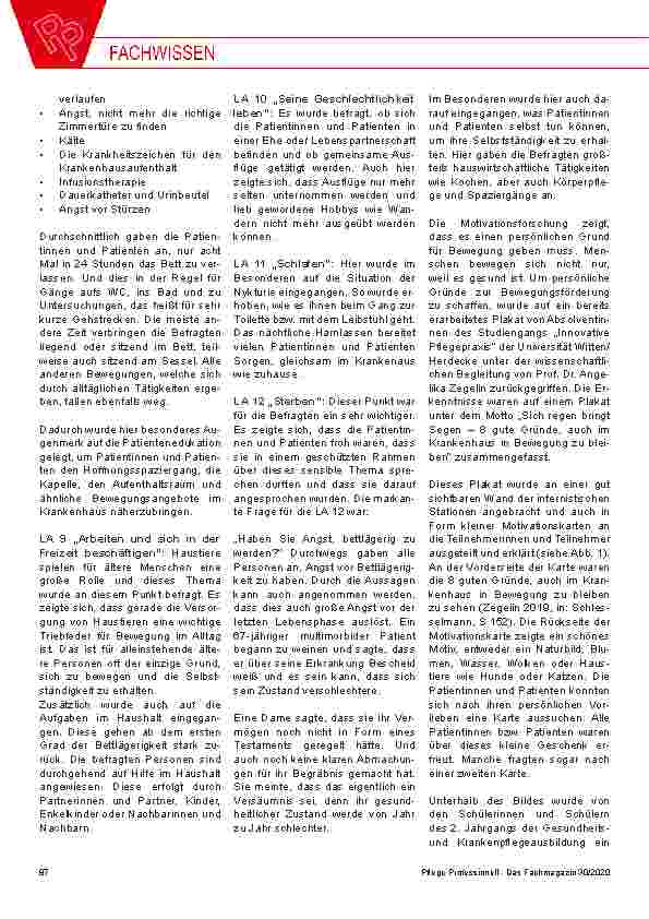 Vorschauseite 3: Patientenbefragung: Mobilität, Sturzprophylaxe und beginnende Bettlägerigkeit