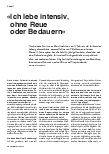 Vorschauseite 1: "Ich lebe intensiv, ohne Reue oder Bedauern."