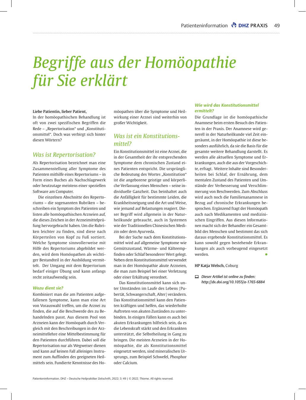 Vorschauseite 1: Begriffe aus der Homöopathie für Sie erklärt
