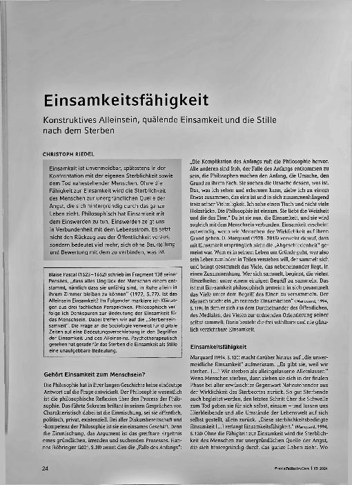 Vorschauseite 3: Einsamkeitsfähigkeit Konstruktives Alleinsein, quälende Einsamkeit und die Stille nach dem Sterben