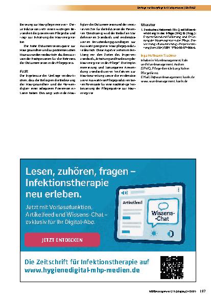 Vorschauseite 4: Umfrage zur Hautpflege vor Implementierung des Expertenstandards zur Förderung und Erhaltung der Hautintegrität in der Pflege