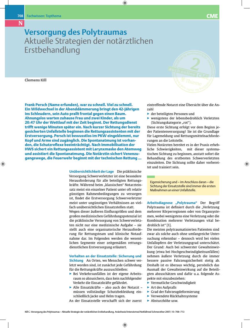 Vorschauseite 1: Aktuelle Strategien der notärztlichen Erstbehandlung