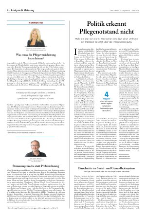 Vorschauseite 1: Politik erkennt Pflegenotstand nicht