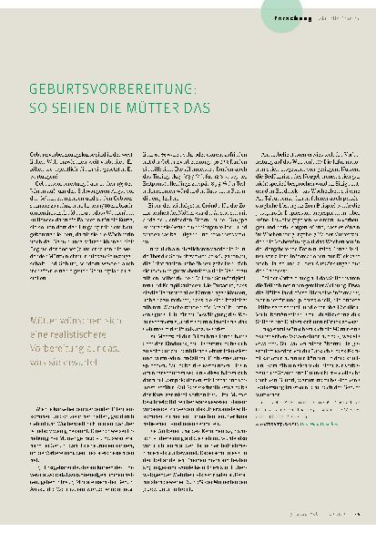 Vorschauseite 1: Geburtsvorbereitung, so sehen die Mütter das