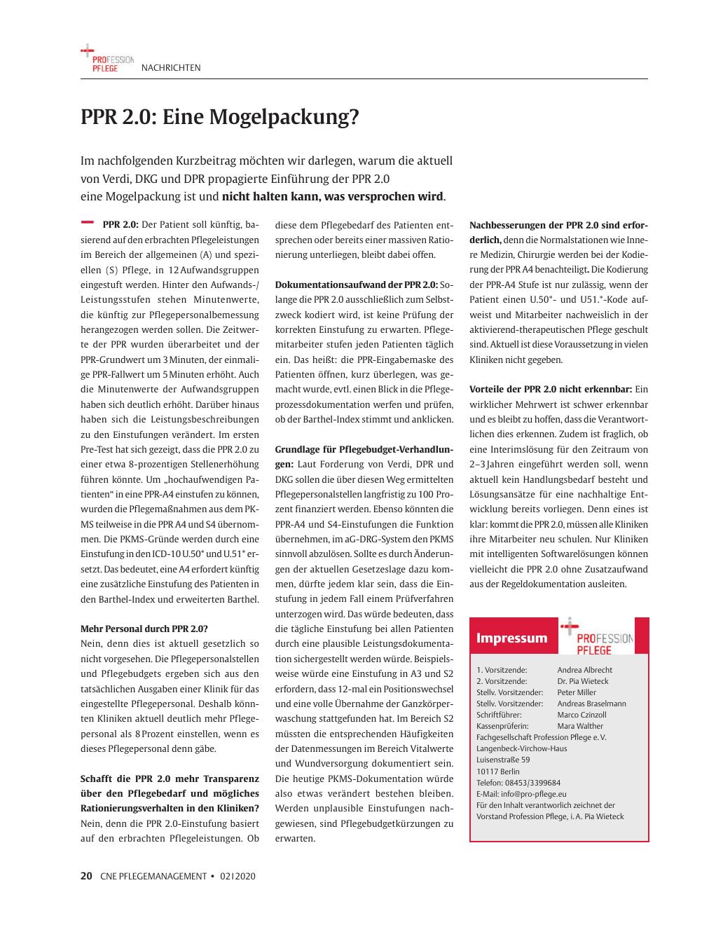 Vorschauseite 1: PPR 2.0: Eine Mogelpackung?