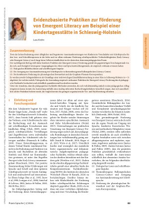 Vorschauseite 1: Evidenzbasierte Praktiken zur Förderung von Emergent Literacy am Beispiel einer Kindertagesstätte in Schleswig-Holstein