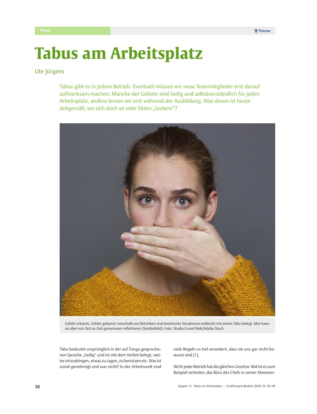 Vorschauseite 1: Tabus am Arbeitsplatz