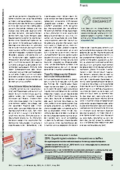 Vorschauseite 2: Nicht nur für Ältere ein Thema Einsamkeit