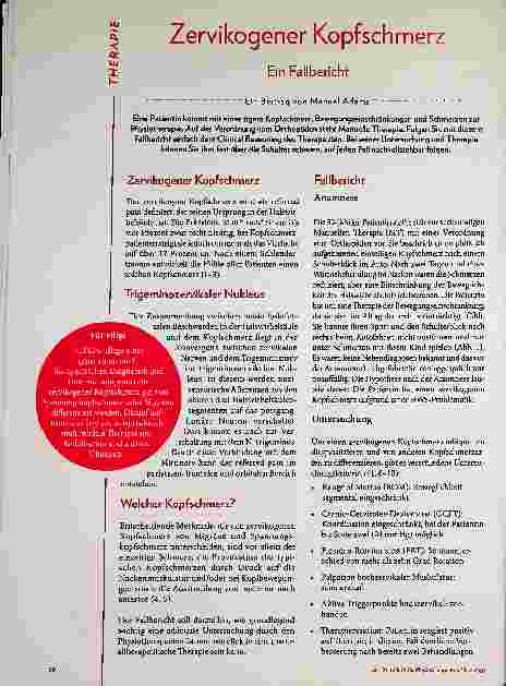 Vorschauseite 1: Zervikogener Kopfschmerz: Ein Fallbericht