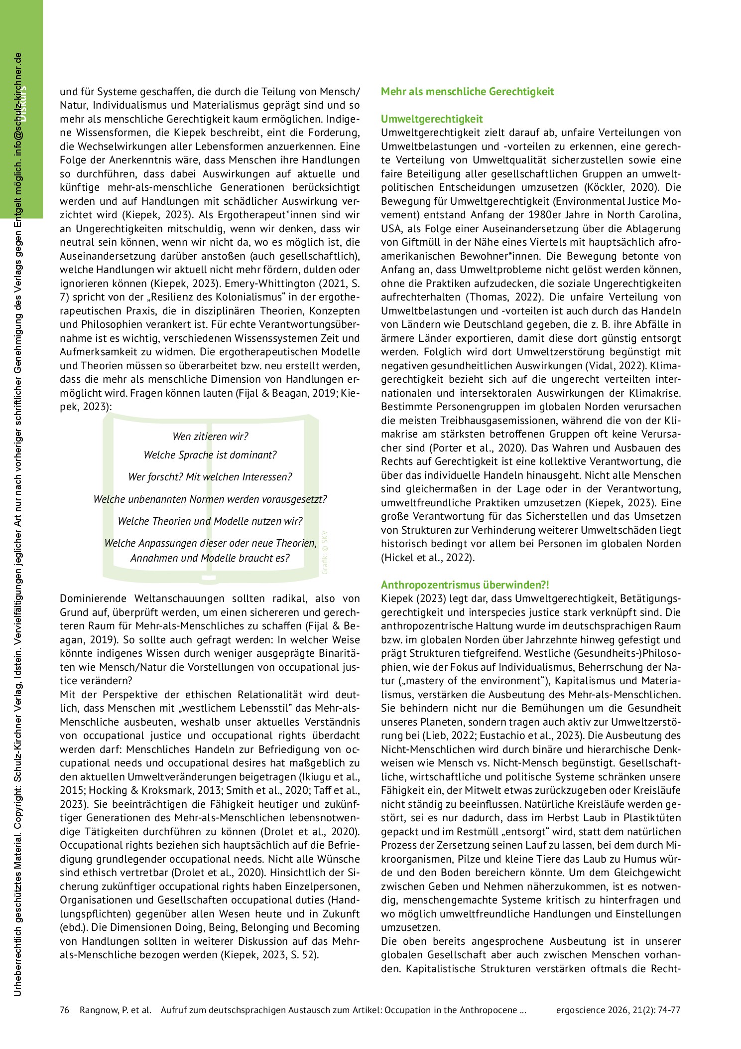 Vorschauseite 3: Aufruf zum Austausch! Diskurs zum Artikel „Occupation in the Anthropocene and Ethical Relationality“