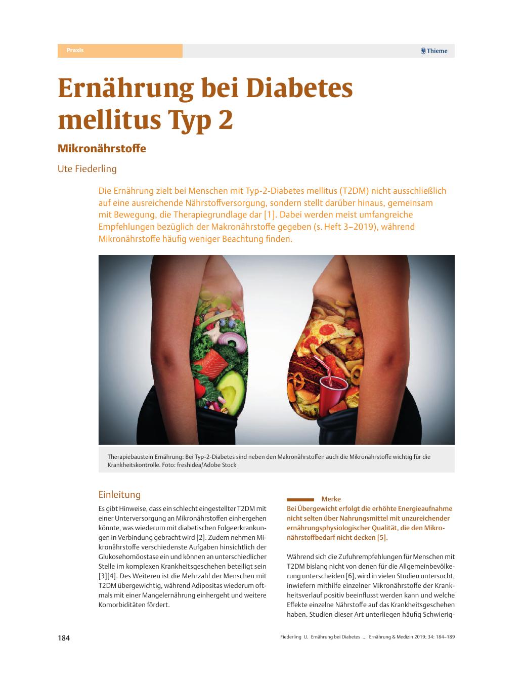Vorschauseite 1: Ernährung bei Diabetes mellitus Typ 2