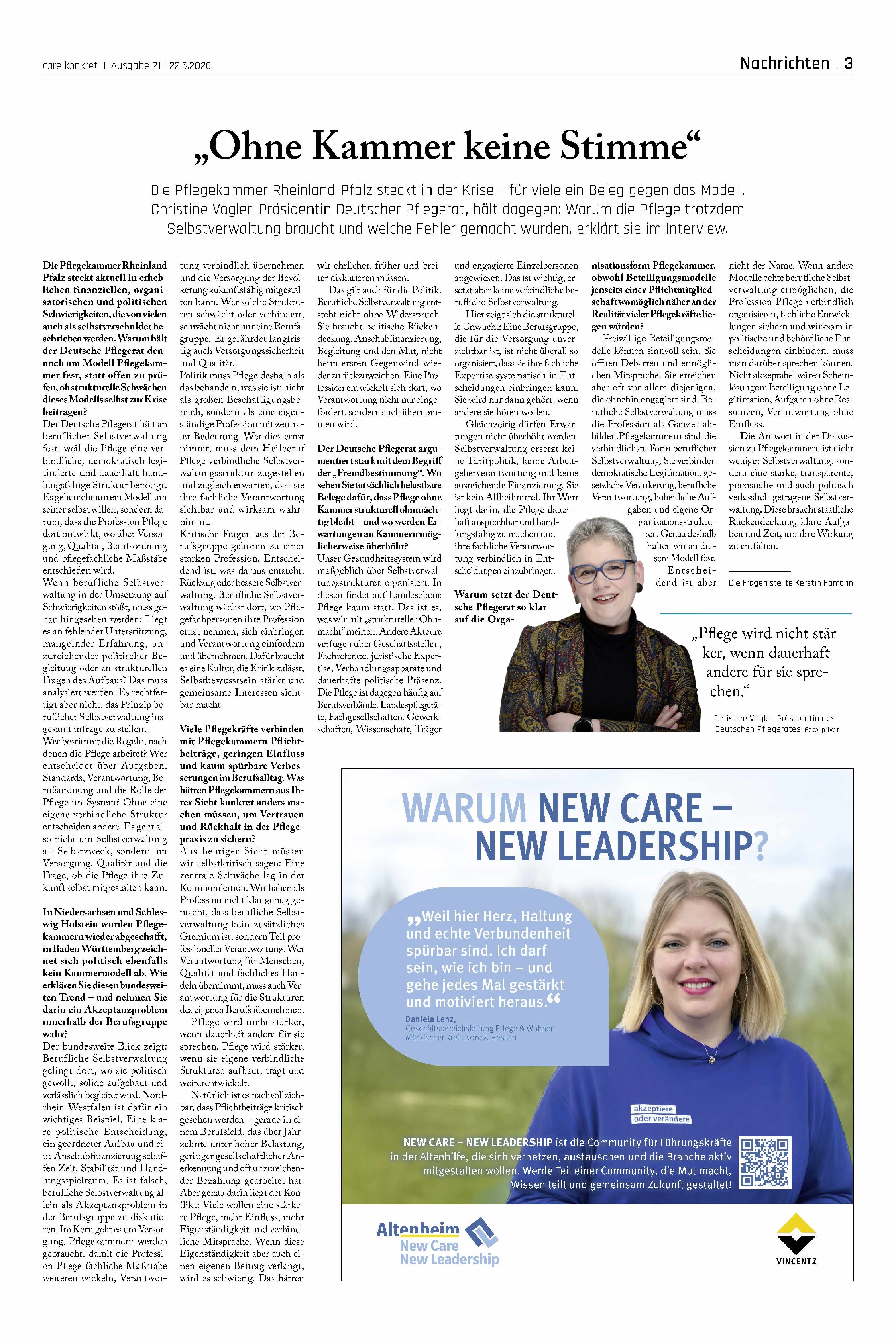 Vorschauseite 1: "Ohne Kammer keine Stimme"