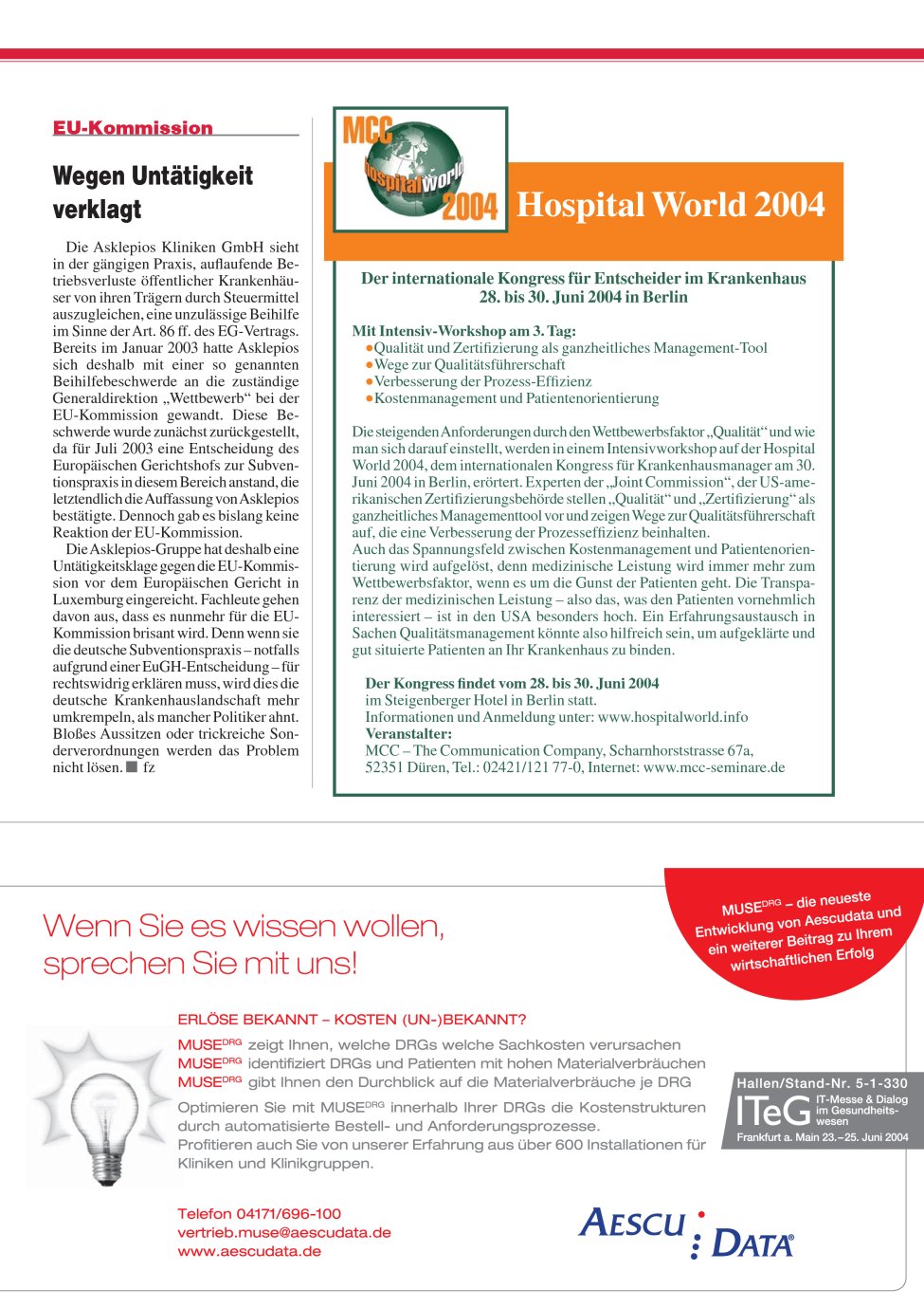 Vorschauseite 1: Wegen Untätigkeit verklagt