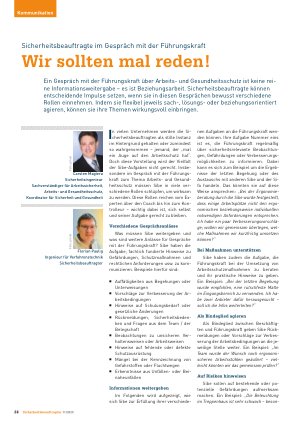 Vorschauseite 1: Sicherheitsbeauftragte im Gespräch mit der Führungskraft Wir sollten mal reden!