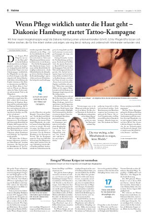 Vorschauseite 1: Wenn Pflege wirklich unter die Haut geht – Diakonie Hamburg startet Tattoo‑Kampagne