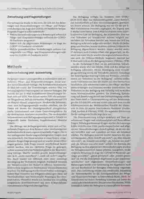Vorschauseite 3: Pflege in Zeiten von COVID-19: Onlinebefragung von Leitungskräften zu Herausforderungen, Belastungen und Bewältigungsstrategien