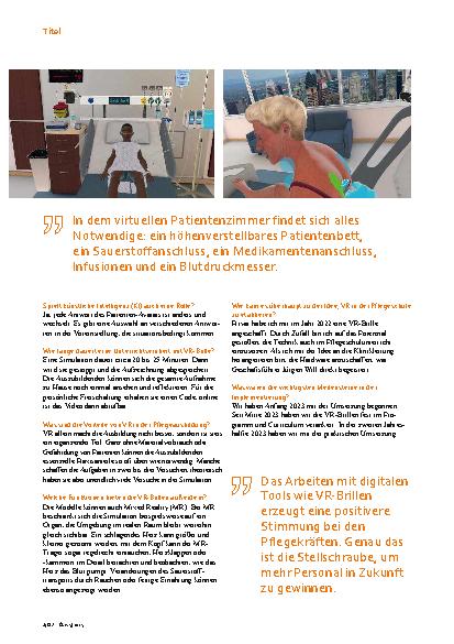 Vorschauseite 3: Pflegeausbildung „Ein Avatar als Patient“