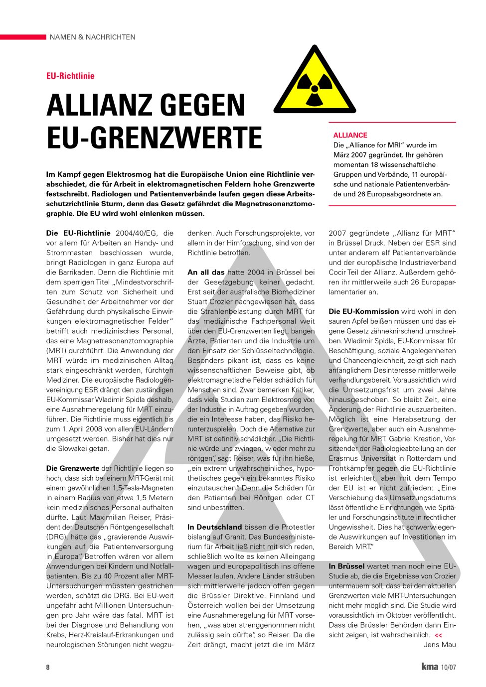 Vorschauseite 1: Allianz gegen EU-Grenzwerte