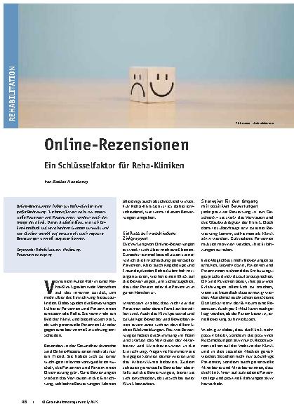 Vorschauseite 1: Online-Rezensionen: Ein Schlüsselfaktor für Reha-Kliniken