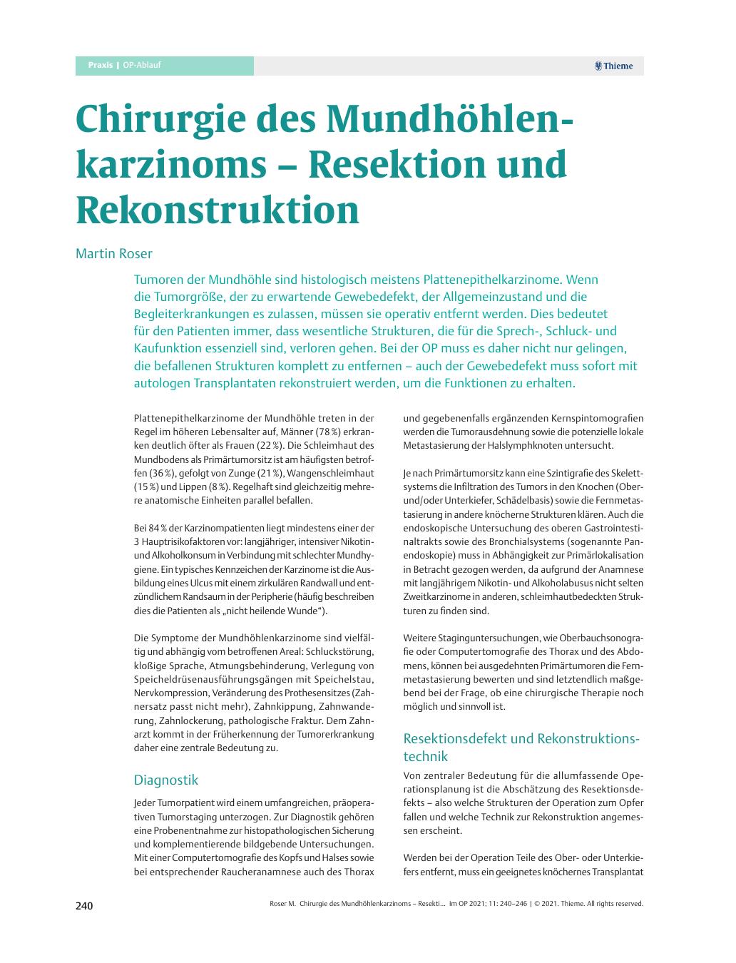 Vorschauseite 1: Chirurgie des Mundhöhlenkarzinoms – Resektion und Rekonstruktion