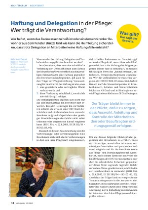 Vorschauseite 1: Haftung und Delegation in der Pflege: Wer trägt die Verantwortung?
