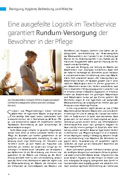 Vorschauseite 1: Eine ausgefeilte Logistik im Textilservice garantiert Rundum-Versorgung der Bewohner in der Pflege.