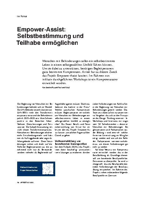 Vorschauseite 1: Empower-Assist: Selbstbestimmung und Teilhabe ermöglichen
