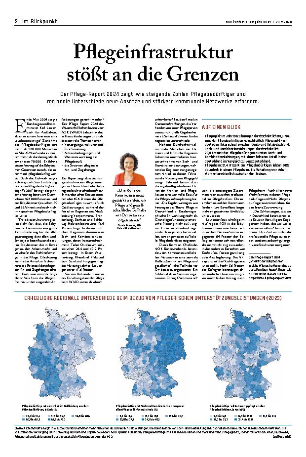 Vorschauseite 1: Pflegeinfrastruktur stößt an die Grenzen