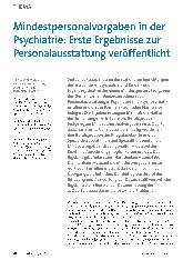Vorschauseite 1: Mindestpersonalvorgaben in der Psychiatrie: Erste Ergebnisse zur Personalausstattung veröffentlicht