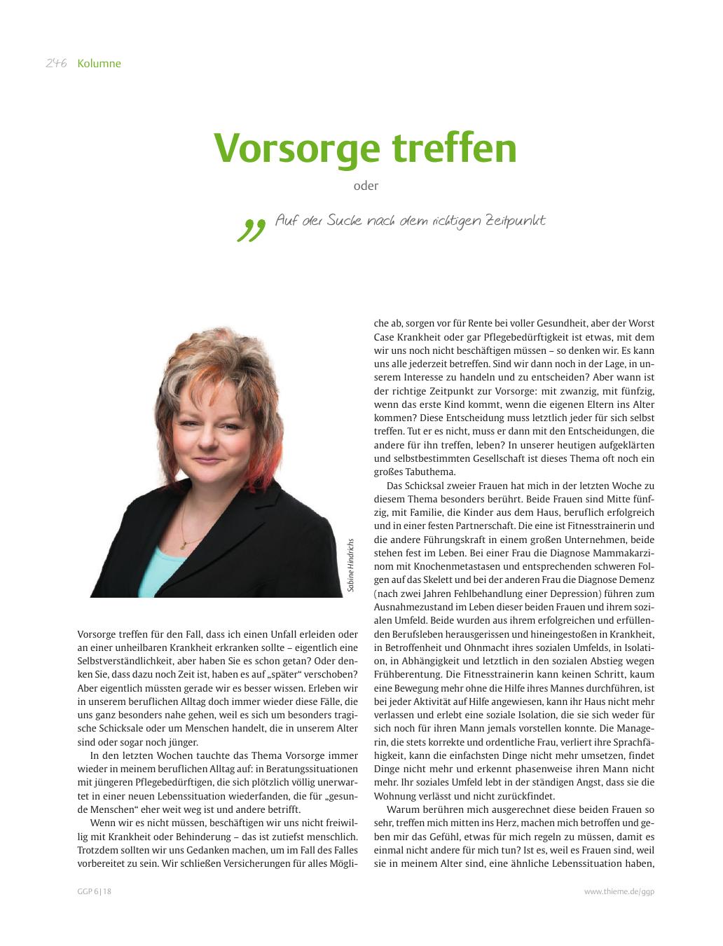 Vorschauseite 1: Vorsorge treffen