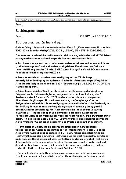 Vorschauseite 1: Buchbesprechung Gallner (Hrsg. )
