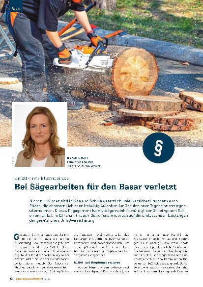 Vorschauseite 1: Unfall eines Elternbeirats bei Sägearbeiten für den Basar verletzt
