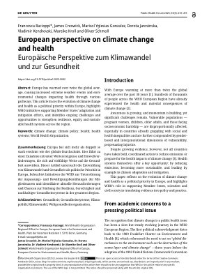 Vorschauseite 1: Europäische Perspektive zum Klimawandel und zur Gesundheit