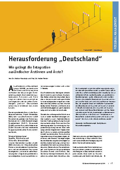 Vorschauseite 1: Herausforderung „Deutschland“: Wie gelingt die Integration ausländischer Ärztinnen und Ärzte?