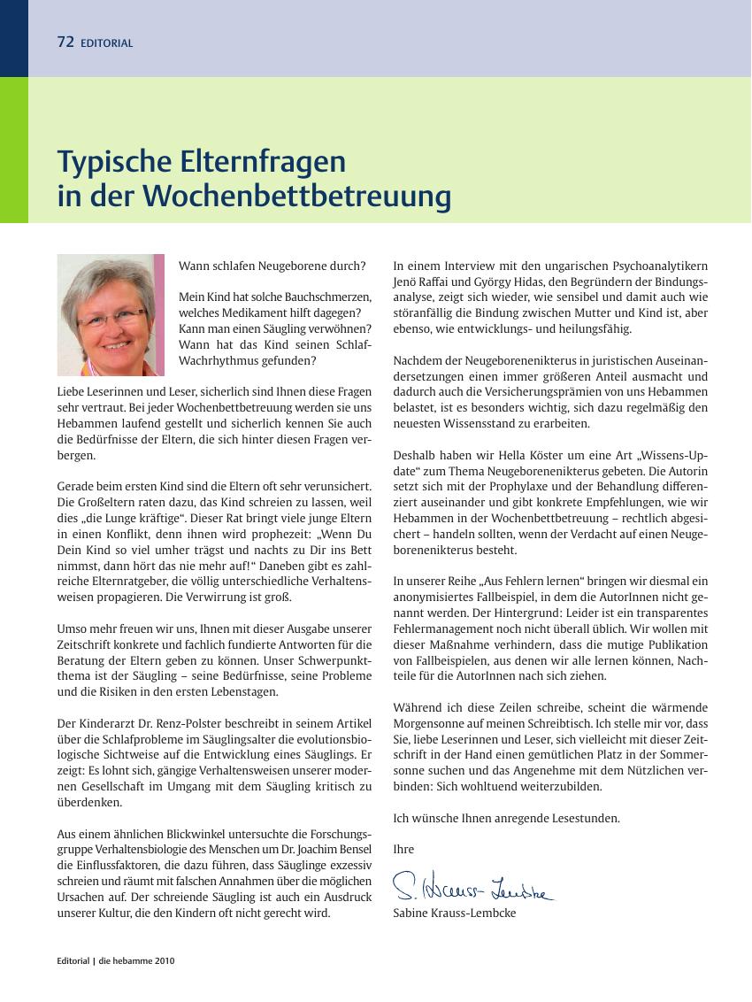 Vorschauseite 1: Typische Elternfragen in der Wochenbettbetreuung