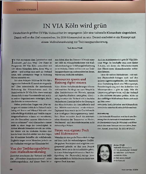 Vorschauseite 1: IN VIA Köln wird grün