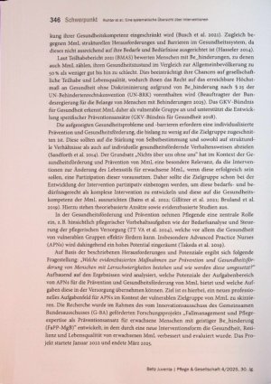 Vorschauseite 3: Eine systematische Übersicht über Interventionen zur Prävention und Gesundheitsförderung von Menschen mit Lernschwierigkeiten und deren Potenzial als neuer Aufgabenbereich für Adv…